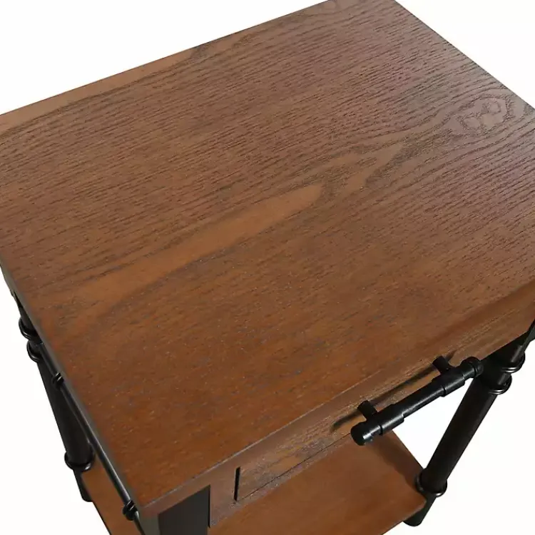 Accent & End Tables-Kirklands Home Brown Wood and Black Metal Ruth Accent Table