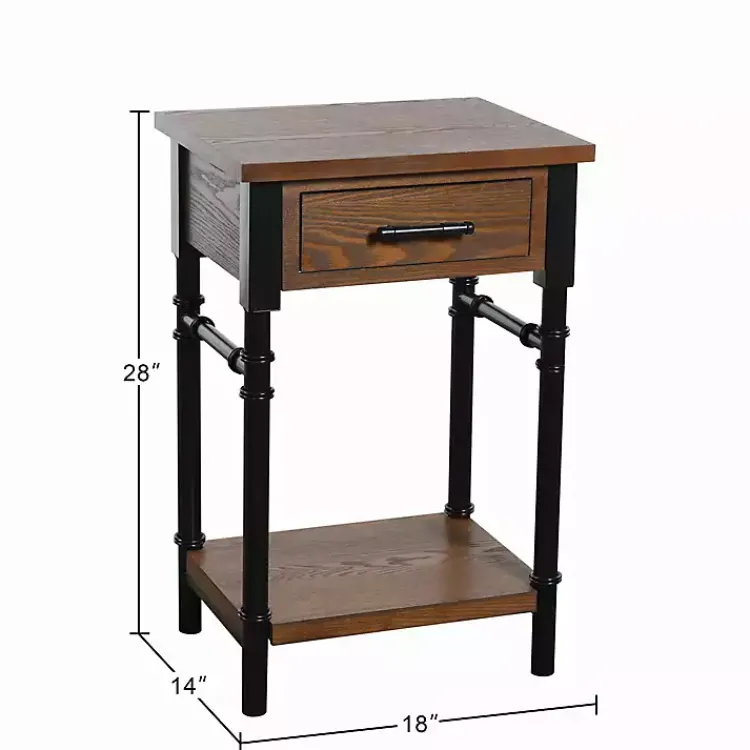 Accent & End Tables-Kirklands Home Brown Wood and Black Metal Ruth Accent Table