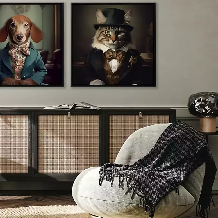 Canvas Art-Kirklands Home Charming Victorian Cat Framed Canvas Art Print