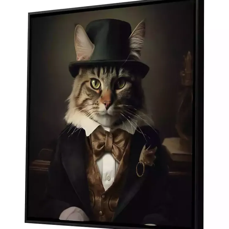 Canvas Art-Kirklands Home Charming Victorian Cat Framed Canvas Art Print