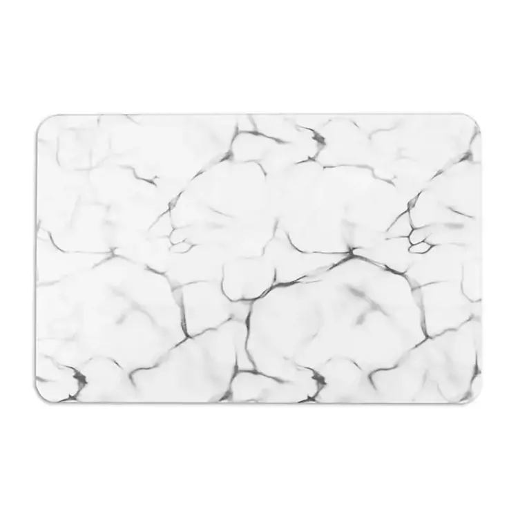 Bathroom Rugs-Kirklands Home Marble Stone Bath Mat White