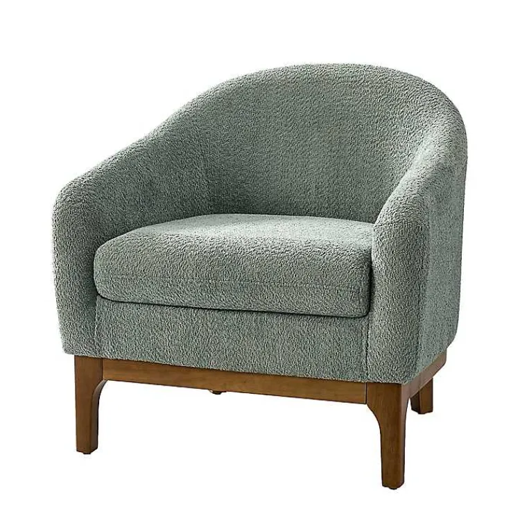 Accent Chairs-Kirklands Home Sage Wool Upholstered Joan Barrel Accent Chair Green