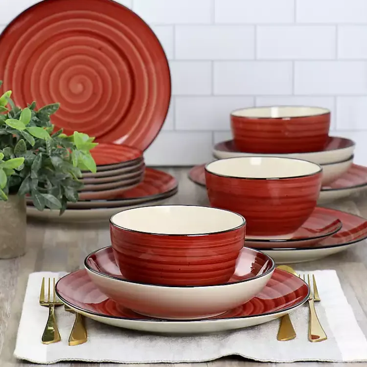 Dinnerware-Kirklands Home Gia Stoneware 24-pc. Dinnerware Set Red