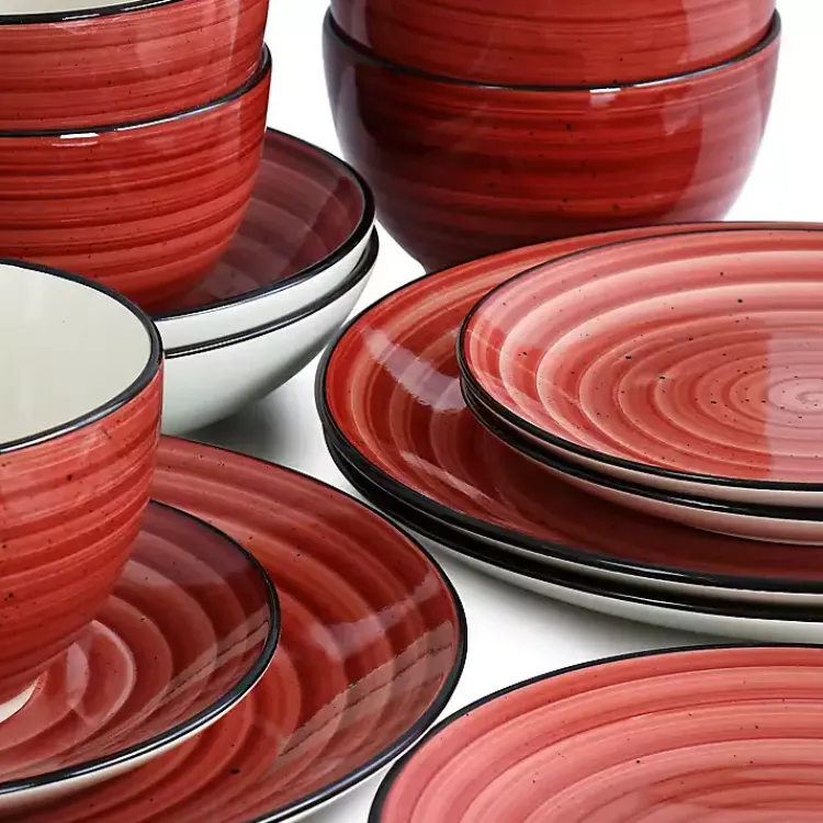 Dinnerware-Kirklands Home Gia Stoneware 24-pc. Dinnerware Set Red