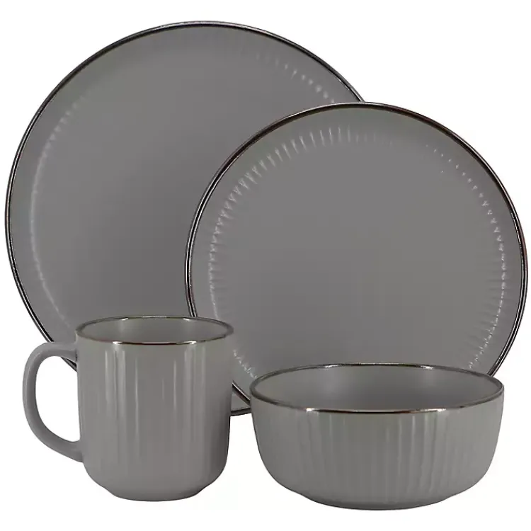 Dinnerware-Kirklands Home Dark Leo Stoneware 16-pc. Dinnerware Set Gray