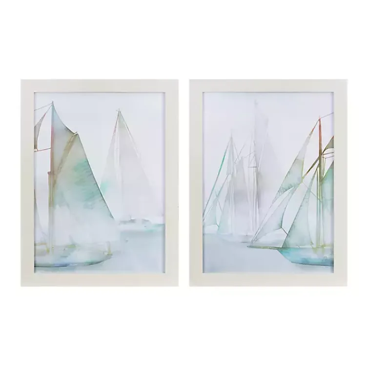 Framed Art-Kirklands Home Watercolor Sailboats Framed Art Prints, Set of 2 Multi