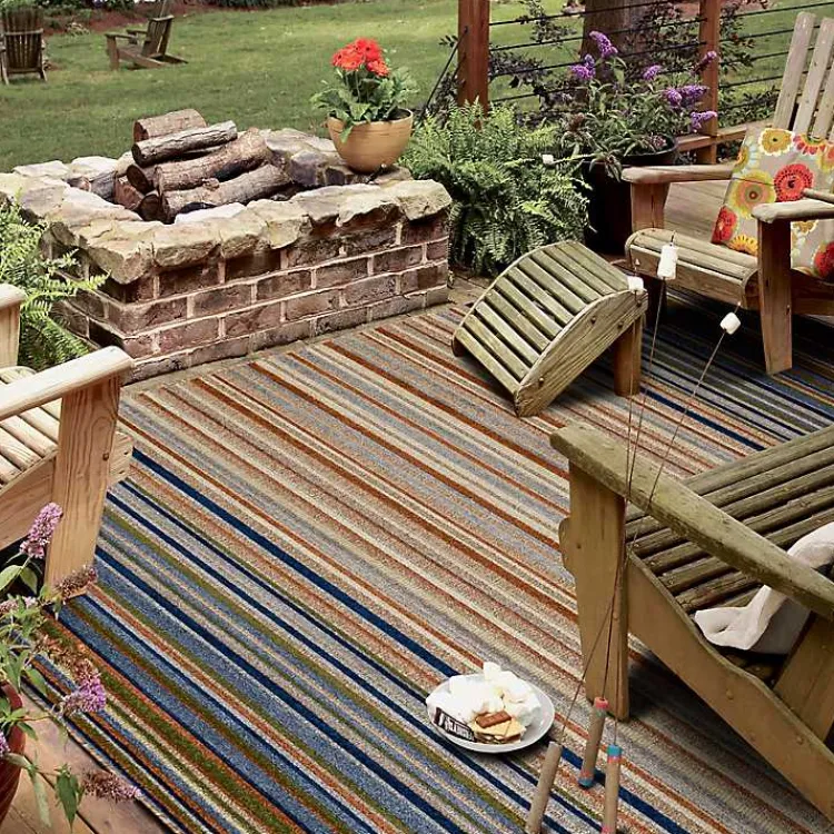 Outdoor Rugs-Kirklands Home Linear Seaside Outdoor Area Rug, 6x9 Multi