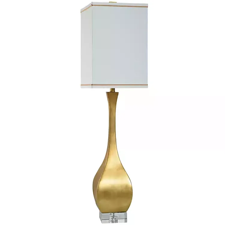 Buffet Lamps-Kirklands Home Gold Leaf Contemporary Buffet Lamp