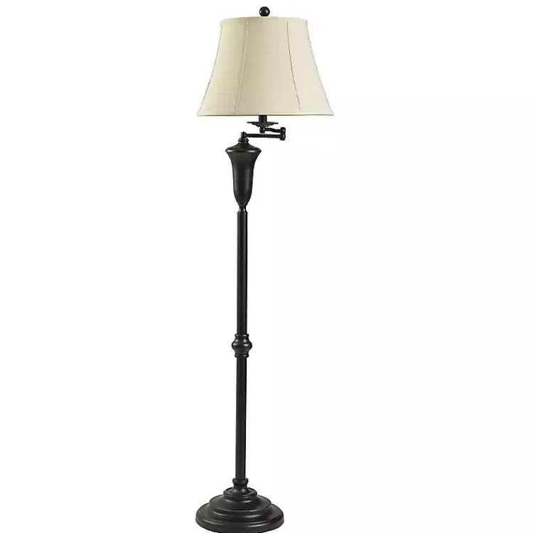 Floor Lamps-Kirklands Home Dark Bronze Madison Swing Arm Floor Lamp White