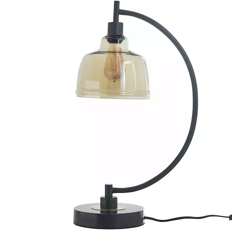 Table Lamps-Kirklands Home Black Metal Arched Task Lamp Brown