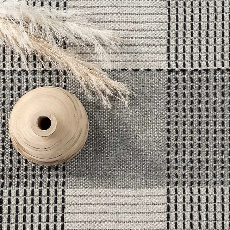 Area Rugs-Kirklands Home Plaid Emily Henderson x RugsUSA Area Rug, 6x9 Gray