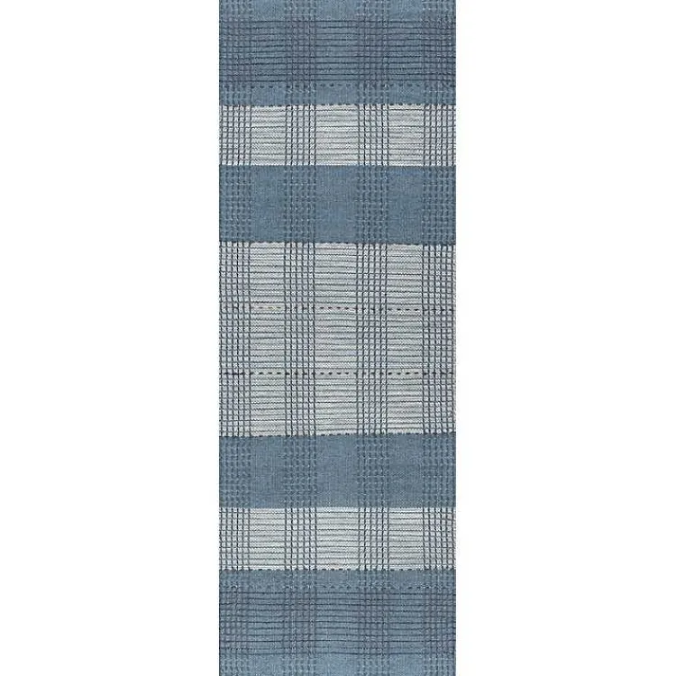 Area Rugs-Kirklands Home Plaid Emily Henderson x RugsUSA Runner, 2x8 Blue