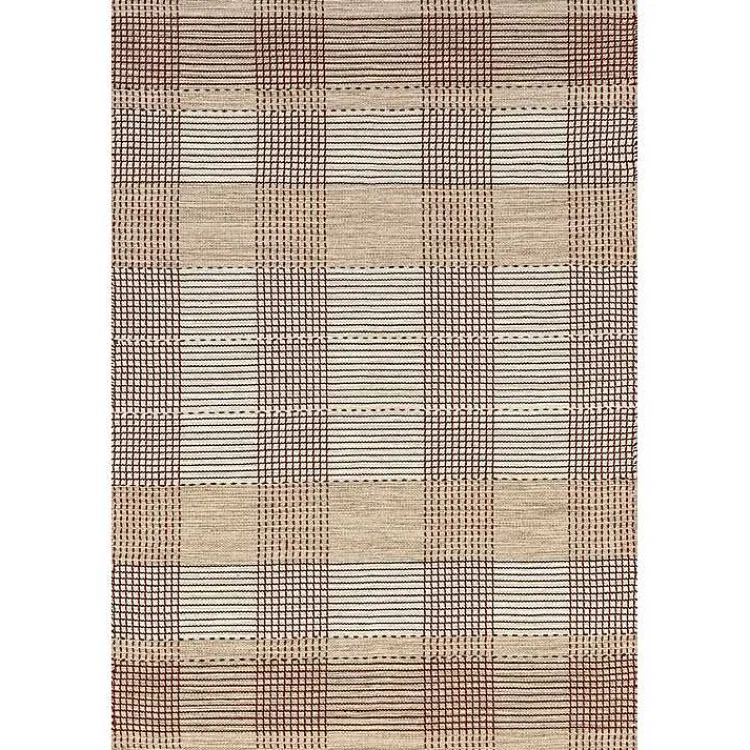Area Rugs-Kirklands Home Plaid Emily Henderson x RugsUSA Area Rug, 5x8 Tan