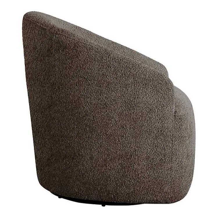 Accent Chairs-Kirklands Home Boucle Barrel Swivel Accent Chair Brown