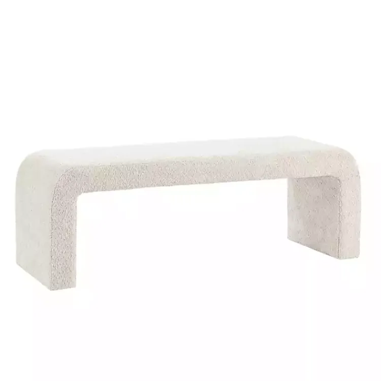 Benches & Ottomans-Kirklands Home Cream Boucle Waterfall Bench, 52 in. White