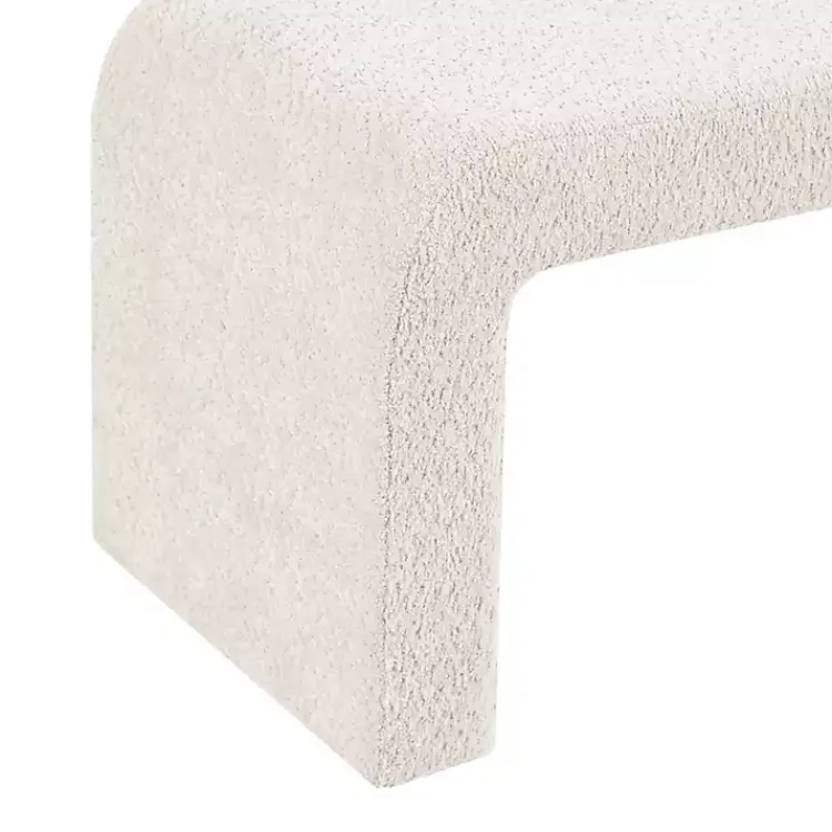 Benches & Ottomans-Kirklands Home Cream Boucle Waterfall Bench, 52 in. White