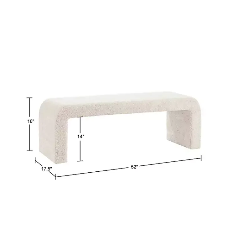 Benches & Ottomans-Kirklands Home Cream Boucle Waterfall Bench, 52 in. White