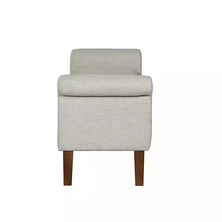 Benches & Ottomans-Kirklands Home Natural Upholstered Aubrey Storage Bench Ivory