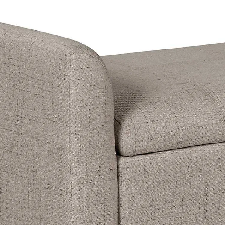 Benches & Ottomans-Kirklands Home Light Taupe Upholstered Blaire Storage Bench Tan