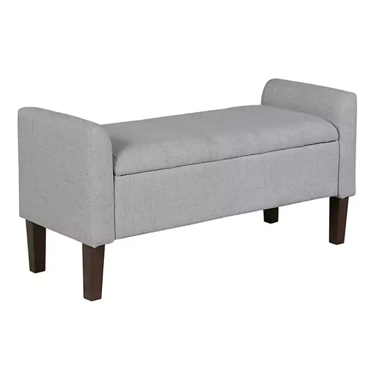Benches & Ottomans-Kirklands Home Light Upholstered Blaire Storage Bench Gray