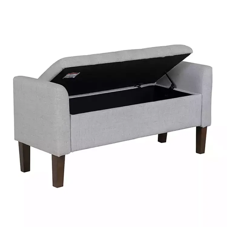 Benches & Ottomans-Kirklands Home Light Upholstered Blaire Storage Bench Gray
