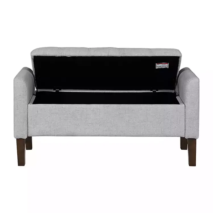 Benches & Ottomans-Kirklands Home Light Upholstered Blaire Storage Bench Gray
