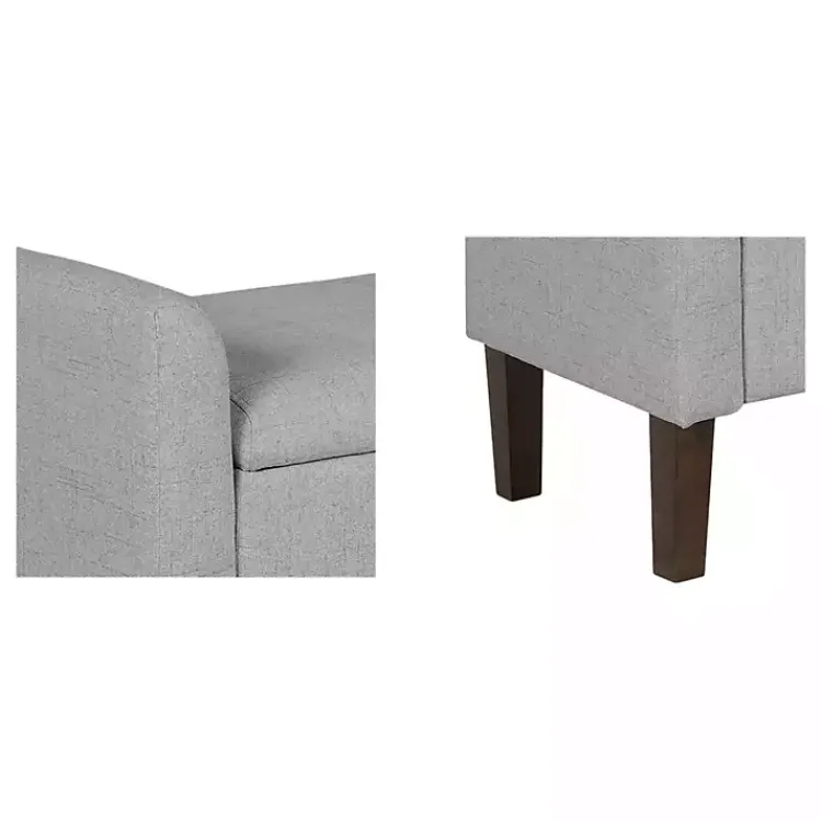 Benches & Ottomans-Kirklands Home Light Upholstered Blaire Storage Bench Gray