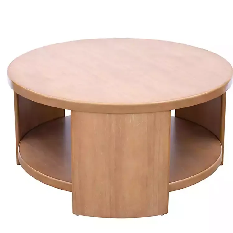 Coffee Tables-Kirklands Home Natural Skye Round Coffee Table Tan