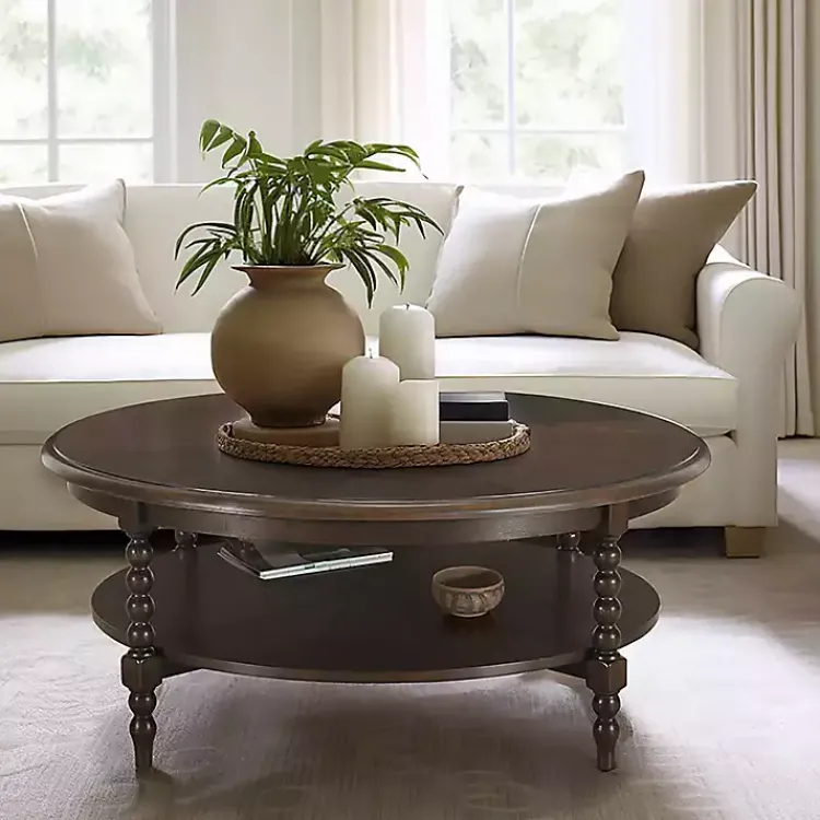 Coffee Tables-Kirklands Home Martha Stewart Round Coffee Table Brown