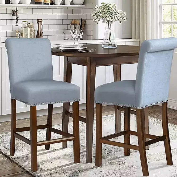 Bar Stools & Counter Height Stools-Kirklands Home Aubrey Upholstered 2-pc. Counter Stool Set Blue