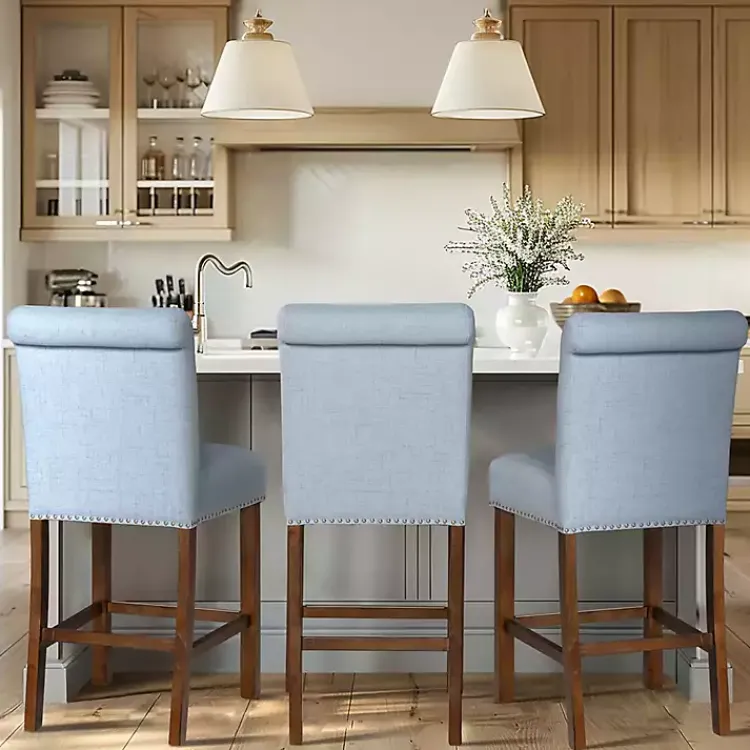 Bar Stools & Counter Height Stools-Kirklands Home Aubrey Upholstered 2-pc. Counter Stool Set Blue