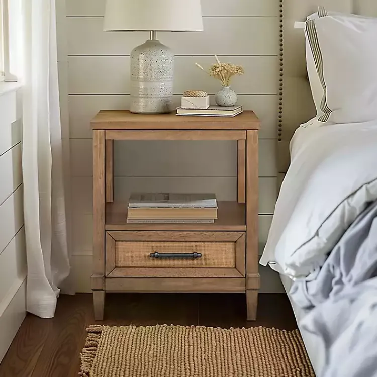 Nightstands-Kirklands Home Martha Stewart Toasted Almond Wood Nightsd Tan