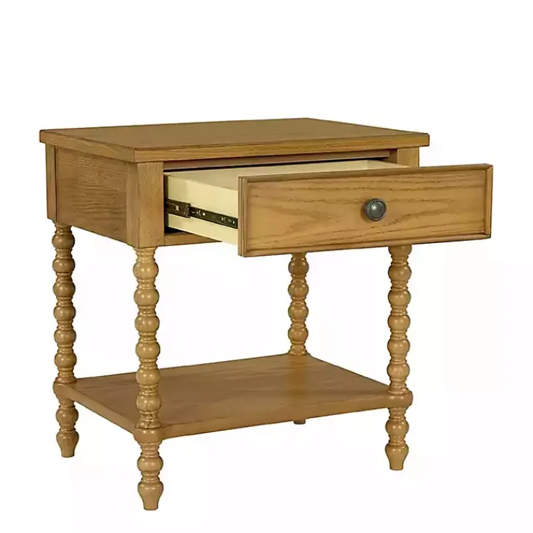 Nightstands-Kirklands Home Beckett Camel Oak Wood Nightsd Tan