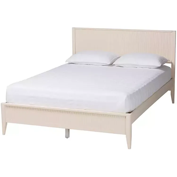 Beds & Headboards-Kirklands Home Wood Fluted Headboard Primrose King Bed Ivory