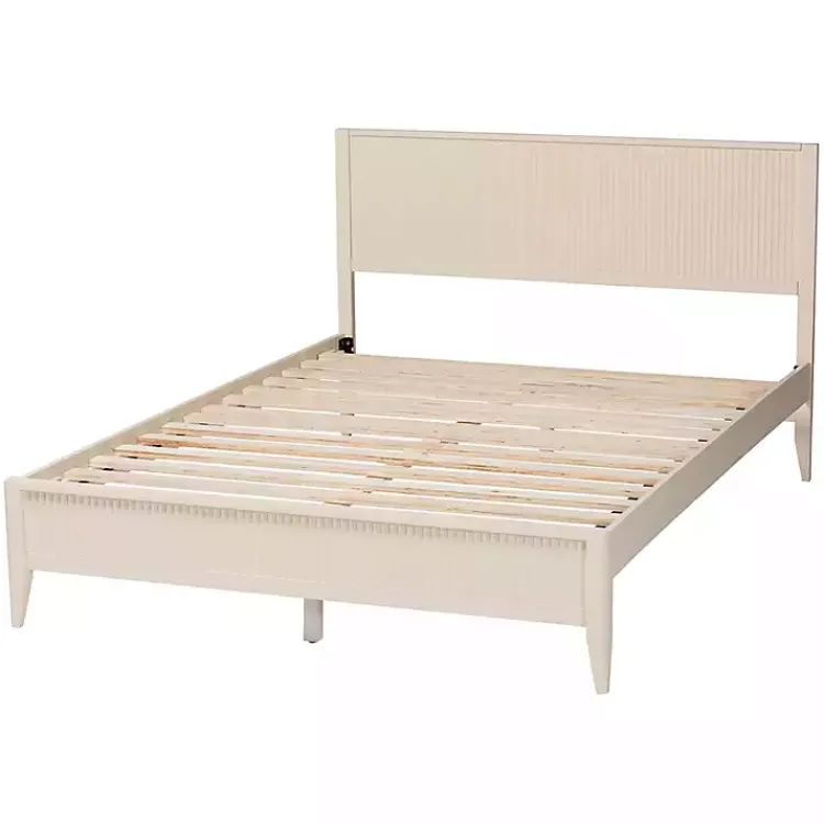 Beds & Headboards-Kirklands Home Wood Fluted Headboard Primrose King Bed Ivory
