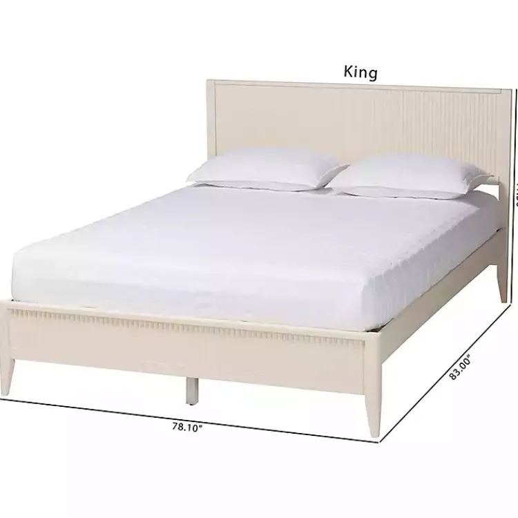 Beds & Headboards-Kirklands Home Wood Fluted Headboard Primrose King Bed Ivory