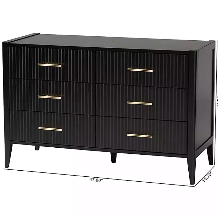 Cabinets & Sideboards-Kirklands Home James 6-Drawer Dresser Black