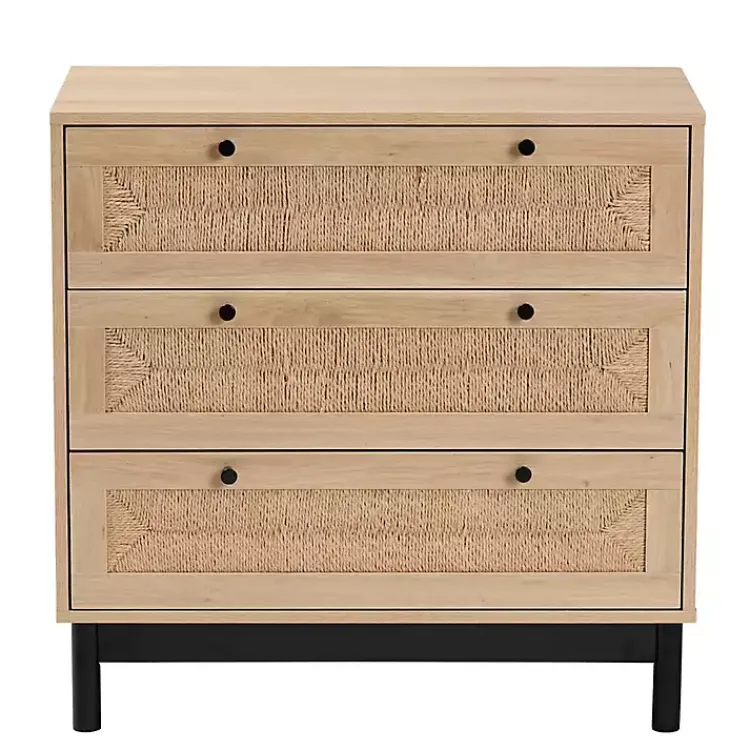 Cabinets & Sideboards-Kirklands Home Ava Light 3-Drawer Cabinet Brown