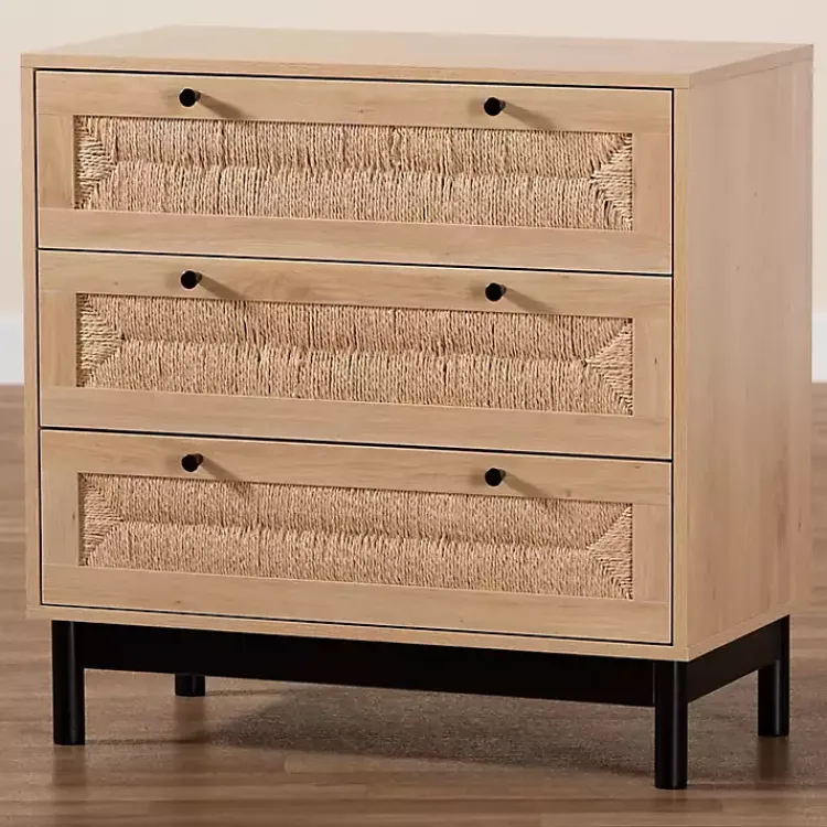 Cabinets & Sideboards-Kirklands Home Ava Light 3-Drawer Cabinet Brown