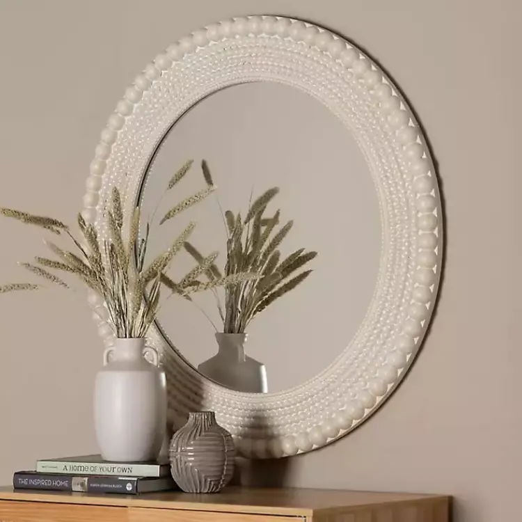 Decorative Mirrors-Kirklands Home Halle Pearl Wall Mirror White