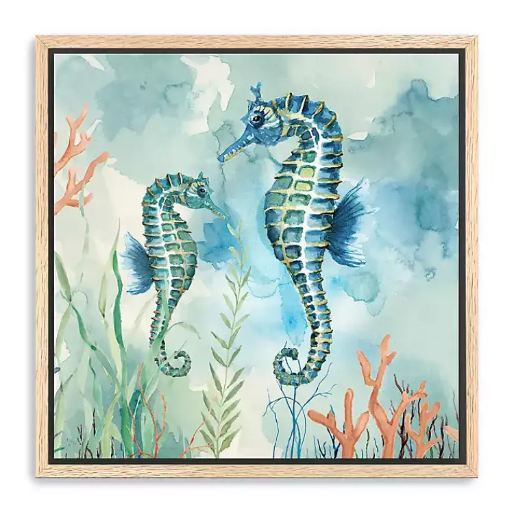 Canvas Art-Kirklands Home Coastal Bay Seahorses Framed Canvas Art Print