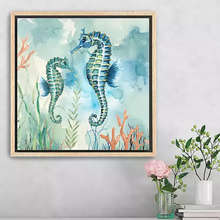 Canvas Art-Kirklands Home Coastal Bay Seahorses Framed Canvas Art Print