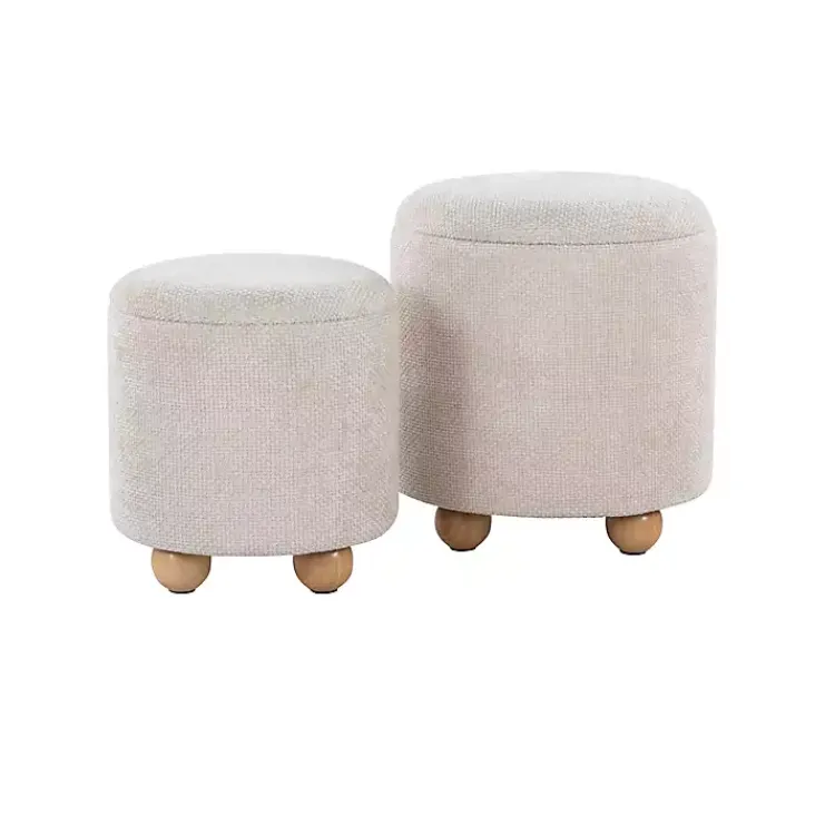 Benches & Ottomans-Kirklands Home Natural Bacci Nesting Ottomans, Set of 2 Tan