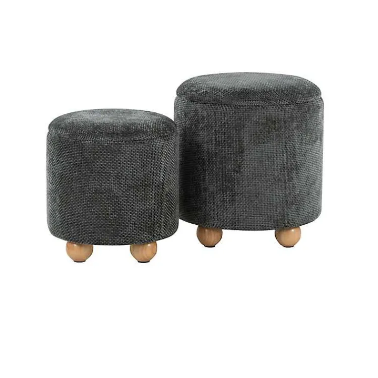 Benches & Ottomans-Kirklands Home Bacci Nesting Ottomans, Set of 2 Green