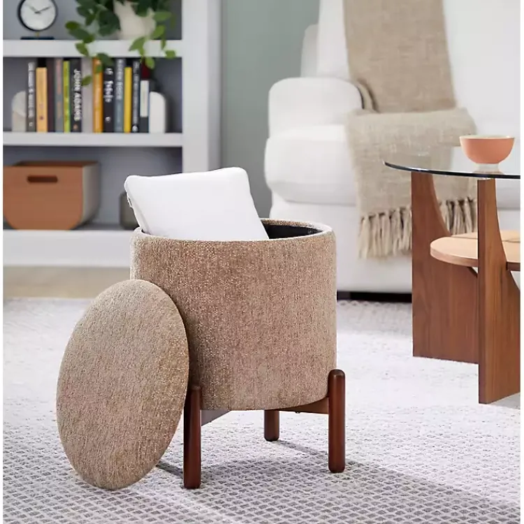 Benches & Ottomans-Kirklands Home Daniella Storage Ottoman Tan