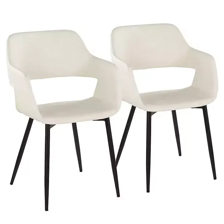 Dining Chairs-Kirklands Home Faux Leather Marge Dining Chairs, Set of 2 Ivory