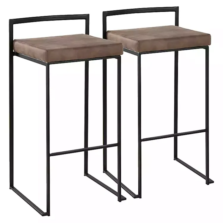 Bar Stools & Counter Height Stools-Kirklands Home Fiji Stackable Bar Stools, Set of 2 Brown