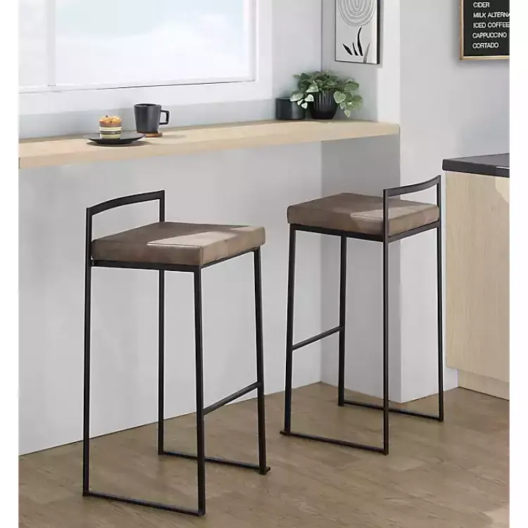Bar Stools & Counter Height Stools-Kirklands Home Fiji Stackable Bar Stools, Set of 2 Brown