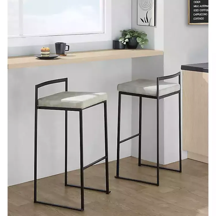 Bar Stools & Counter Height Stools-Kirklands Home Fiji Stackable Bar Stools, Set of 2 Gray