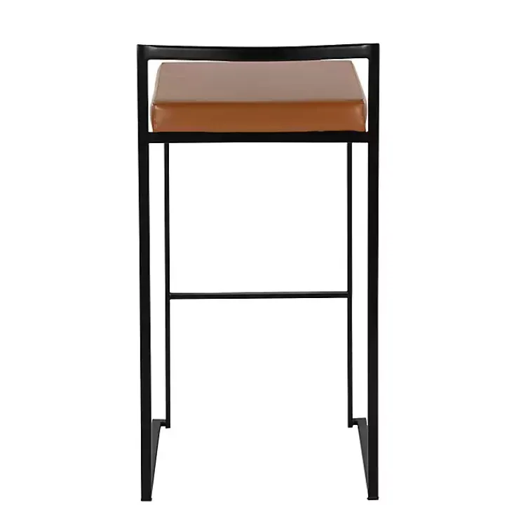 Bar Stools & Counter Height Stools-Kirklands Home Camel Faux Leather Stackable Bar Stools, Set of 2 Tan
